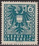 Austria - 1945 - Coat Of Arms - 16 H - Green - Austria, Shield Weapons - Scott 440 - Coat of Arms - 0